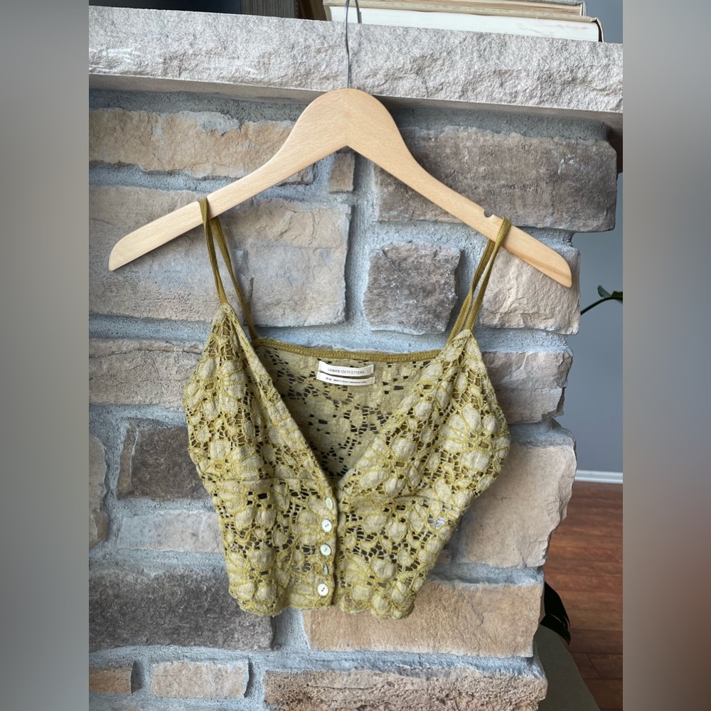 Urban Outfitters Green Lace Button Bralette Crop Top - Size M